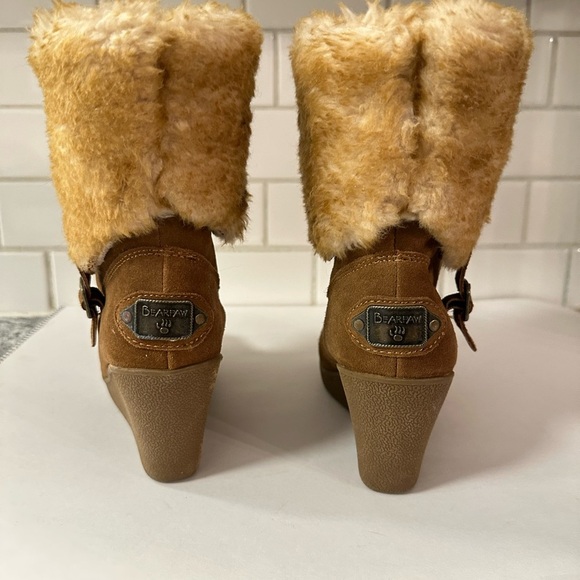 BEARPAW 9 Flatbrush Hickory Sheepskin woman 3" wedge winter boot gorpcore boho - Picture 6 of 13